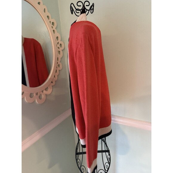 St. John Sport Marie Gray Knit Orange Zippered Cardigan Jacket Size L Santana - Picture 5 of 9